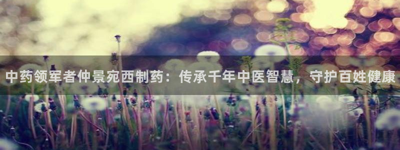 ag九游会老哥:中药领军者仲景宛西制药:传承千年中医智慧,守